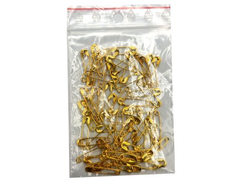 Agrafki 18mm "000" 60szt ZŁOTE agrafka metalowa klasycznie mała na imprezy sportowe krawieckie stacjonarnie Gold-Pol Warszawa