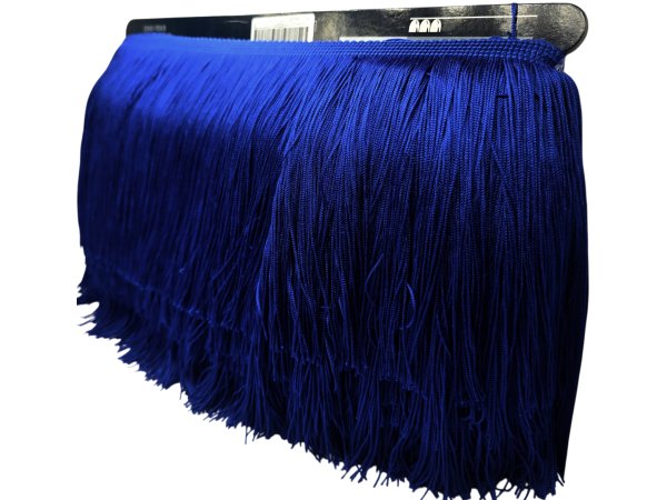 Frędzle 15cm 204 ROYAL BLUE DARK CIĘTE na metry cena za 1m taneczne acetatowe długie na taśmie sklep GOLD-POL Warszawa