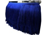 Frędzle 15cm 204 ROYAL BLUE DARK CIĘTE na metry cena za 1m taneczne acetatowe długie na taśmie sklep GOLD-POL Warszawa