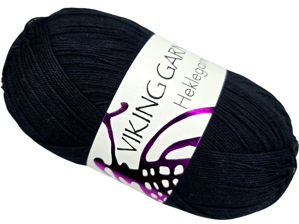 HEKLEGARN włóczka 803 Czarna Sadza Viking Garn 100g 500m bawełna cienka matowa na dzianiny obrusy poduszki narzuty tylko Goldpol