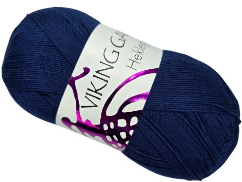 HEKLEGARN włóczka 826 Granatowa Viking Garn 100g 500m bawełna cienka matowa na dzianiny obrusy poduszki narzuty tylko Goldpol