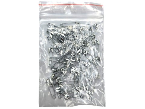 Agrafki 18mm "000" 60szt SREBRNE agrafka luzem krawieckie metalowe na imprezy sportowe festyny importer Goldpol Warszawa