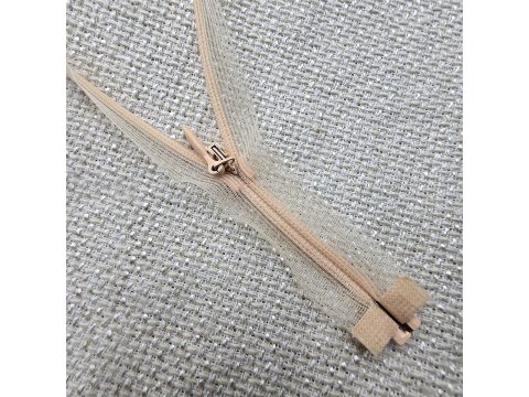 Suwak 40cm kryty rozdzielczy NUDE CIELISTY PRZEZROCZYSTY cena za 1 szt zamek express suwaki kryte sklep hurtownia suwaków