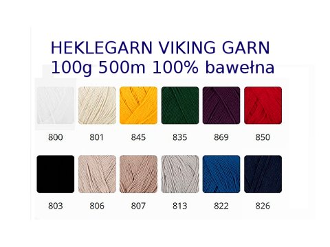 HEKLEGARN włóczka 850 Czerwony Tradycyjny Viking Garn 100g 500m bawełna cienka matowa na poduszki narzuty tylko Goldpol