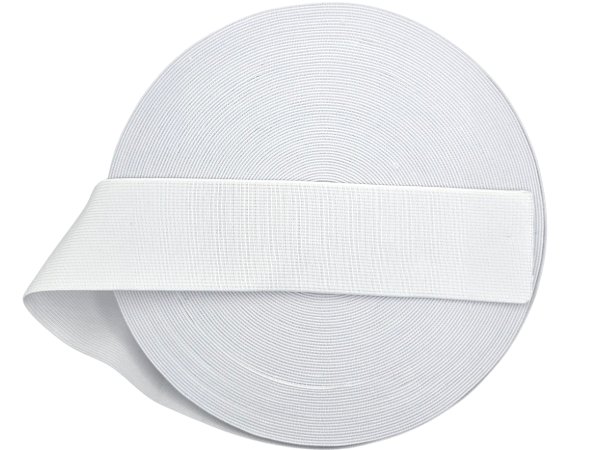 .Guma 5cm 50mm Polska tkana Biała cena za hurt 25m gumka krawiecka odzieżowa szeroka hurtownia gum Gold-Pol Warszawa