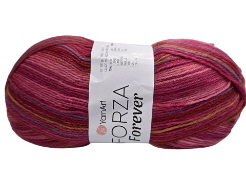 FORZA FOREVER 2706 MIX BORDO YarnArt 100g 420m melanż ombre włóczka skarpetkowa na ciepłe skarpety sklep GOLDPOL