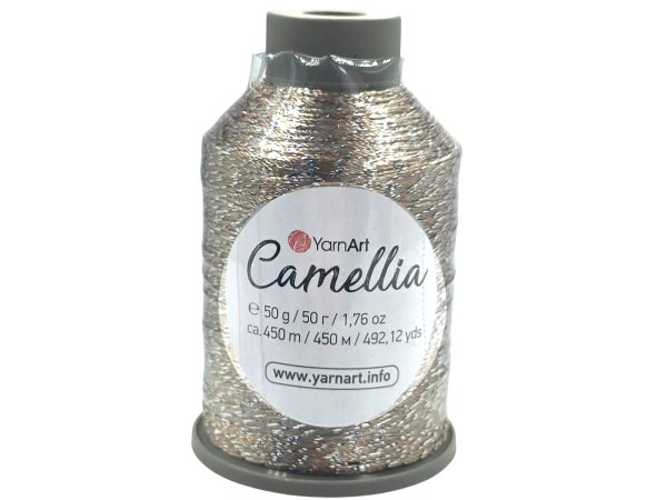 CAMELLIA NEW 418 BEŻ LATTE 50g 450m kordonek metalizowany YarnArt hurtownia kordonków Warszawa