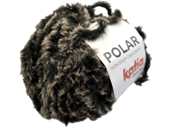 POLAR 86 CZARNY Z BEŻOWYMI KOŃCÓWKAMI włóczka KATIA 100g 60m jak futerko futro szenila sierść królika sklep z wełną GOLD-POL