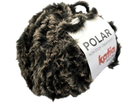 POLAR 86 CZARNY Z BEŻOWYMI KOŃCÓWKAMI włóczka KATIA 100g 60m jak futerko futro szenila sierść królika sklep z wełną GOLD-POL