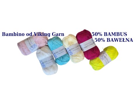 BAMBINO włóczka 408 BRĄZ GORZKA CZEKOLADA Viking Garn 50g 176m bambusowa cienka śliska z połyskiem tylko w Goldpol