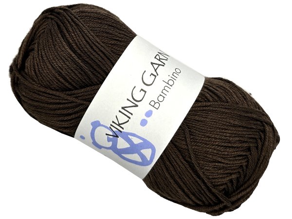BAMBINO włóczka 408 BRĄZ GORZKA CZEKOLADA Viking Garn 50g 176m bambusowa cienka śliska z połyskiem tylko w Goldpol