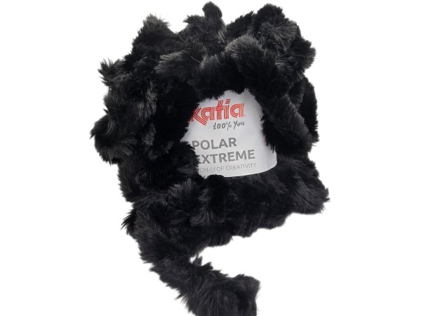 Polar Extreme 202 CZARNY Z POŁYSKIEM 300g 30m włóczka sztuczny króliczek futerko na Teddy bag sklep z włóczkami Gold-Pol