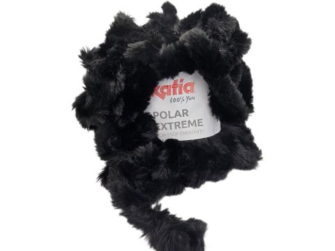 Polar Extreme 202 CZARNY Z POŁYSKIEM 300g 30m włóczka sztuczny króliczek futerko na Teddy bag sklep z włóczkami Gold-Pol