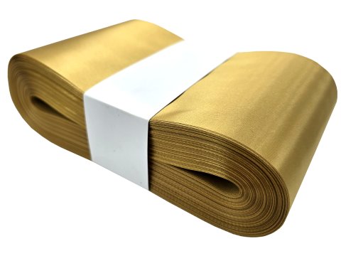 10cm 50m HURT ZŁOTA wstążka satynowa szeroka na kokardy wstęgi miękka ale sztywna hurtownia wstążek Warszawa