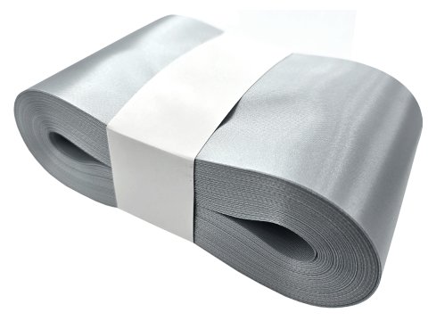 10cm 50m HURT SREBRNA wstążka satynowa szeroka na kokardy wstęgi miękka ale sztywna hurtownia wstążek Warszawa