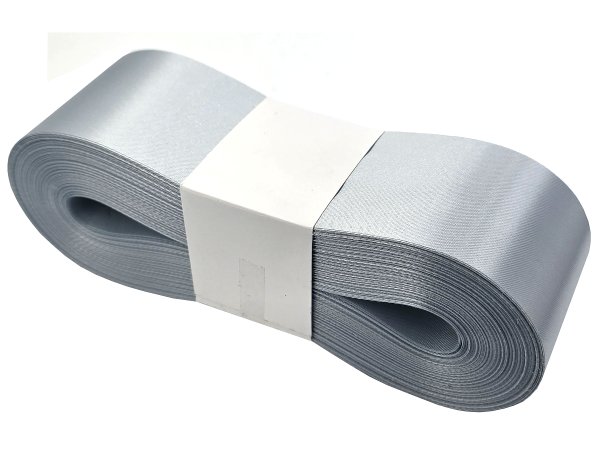 5cm 50m HURT SZARY SREBRNY wstążka satynowa na kokardy wstęgi miękka ale sztywna hurtownia wstążek GOLD-POL