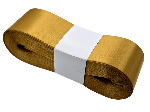 5cm 50m HURT ZŁOTA GOLD wstążka satynowa na kokardy wstęgi miękka ale sztywna hurtownia wstążek GOLD-POL