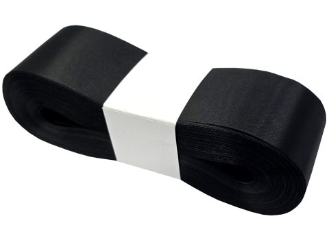 5cm 50m HURT CZARNA BLACK wstążka satynowa na kokardy wstęgi miękka ale sztywna hurtownia wstążek GOLD-POL