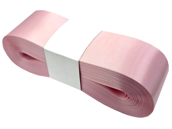 5cm 50m HURT RÓŻOWA JASNA LIGHT PINK wstążka satynowa na kokardy wstęgi miękka ale sztywna hurtownia wstążek GOLD-POL