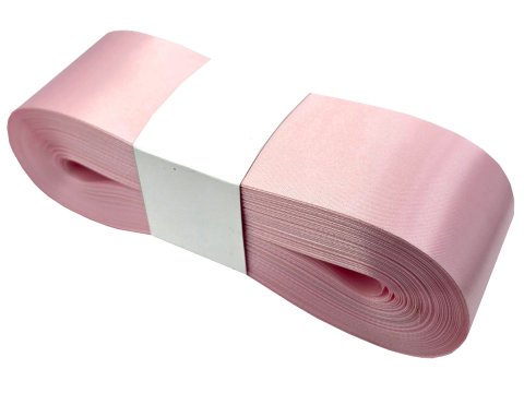 5cm 50m HURT JASNY RÓŻ LIGHT PINK wstążka satynowa na kokardy wstęgi miękka ale sztywna hurtownia wstążek GOLD-POL