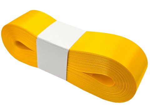 4cm 50m ŻÓŁTY YELLOW wstążka satynowa szeroka na kokardy kokardki wstęgi hurtownia wstążęk Warszawa