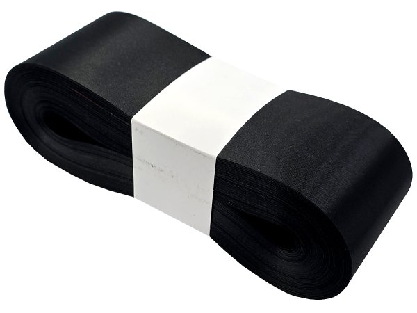 6cm 50m CZARNA BLACK wstążka satynowa szeroka na kokardy kokardki wstęgi hurtownia wstążek Warszawa tanie wstążki