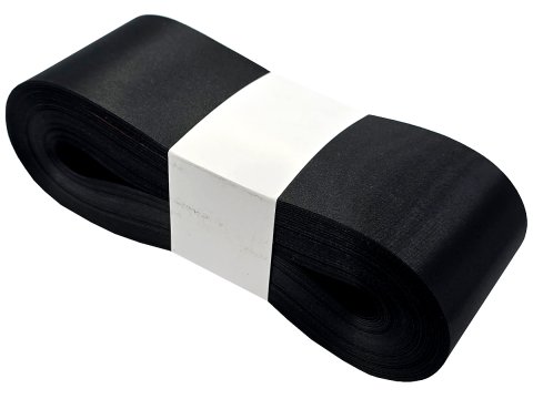 6cm 50m CZARNA BLACK wstążka satynowa szeroka na kokardy kokardki wstęgi hurtownia wstążek Warszawa tanie wstążki
