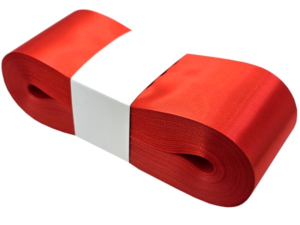 6cm 50m CZERWONY RED wstążka satynowa szeroka na kokardy kokardki wstęgi hurtownia wstążek Warszawa tanie wstążki