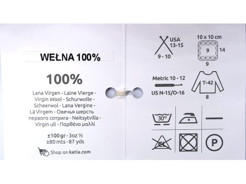 GENUINE MERINO 50 BIAŁA OFF WHITE włóczka KATIA 100g 80m 100% wełna z merynosa najwyższej jakości sklep Goldpol