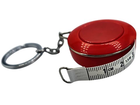 Centymetr HQ Czerwony automatyczny 150cm x 0,75cm 1szt zwijany miarka krawiecka jedna strona centymetry druga cale