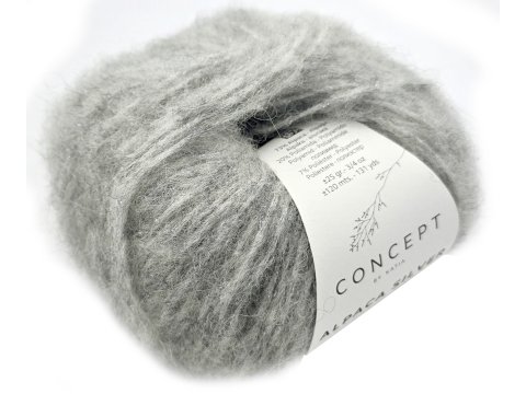 ALPACA SILVER 255 MIX BIAŁEGO I SZAREGO piękna alpaka KATIA 25g 120m delikatna jak piórko i skrzy się jak śnieg w czasie mrozu