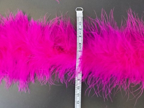 Taśma z piór marabut* FUKSJA MAGENTA cena za 9,14m puszyste z długim włosem cienkie boa puszek pióra na taśmie