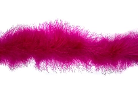 Taśma z piór marabut* FUKSJA MAGENTA cena detaliczna 1m puszyste z długim włosem cienkie boa puszek pióra na taśmie