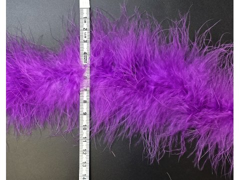 Taśma z piór marabut* FIOLET WRZOS cena za 9,14m puszyste z długim włosem cienkie boa puszek pióra na taśmie
