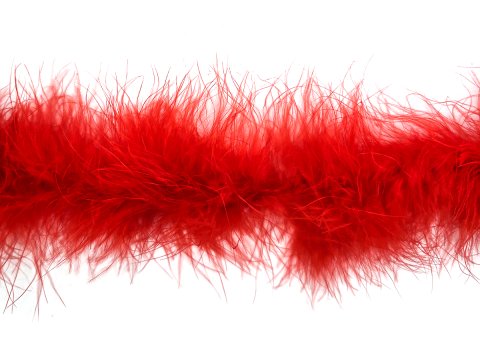 Taśma z piór marabut*  CZERWONA cena za 1m puszyste z długim włosem piórka cienkie boa GOLD-POL Warszawa