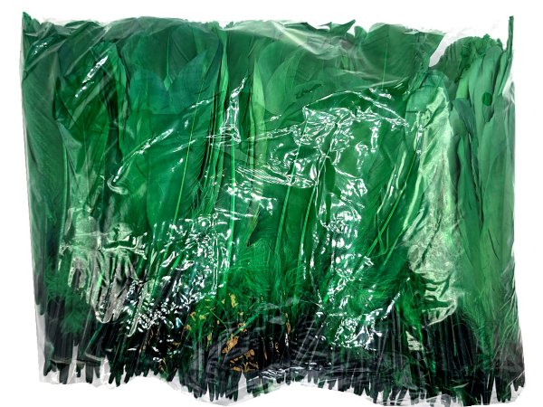 Pióra gęsie TRAWA ZIELONY cena za HURT 250g około 600-700 szt piórka lotki sztywne luzem do ozdabiania sklep warszawa