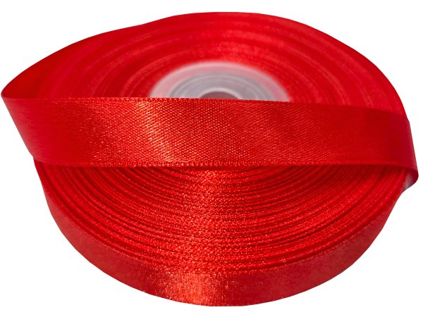 12mm wstążka atłasowa 107 Red Czerwona rolka 25m 100% nylon satynowa ozdobna na kokardki dekorację świąteczne Gold-Pol