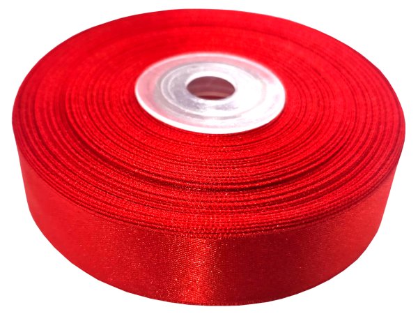 18mm wstążka atłasowa 107 RED CZERWONY rolka 25m 100% nylon satynowa ozdobna na kokardki dekorację świąteczne