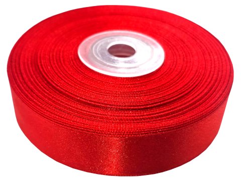 18mm wstążka atłasowa 107 RED CZERWONY rolka 25m 100% nylon satynowa ozdobna na kokardki dekorację świąteczne