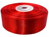 25mm wstążka atłasowa 107 RED CZERWONY rolka 25m 100% nylon satynowa ozdobna na kokardki dekorację świąteczne