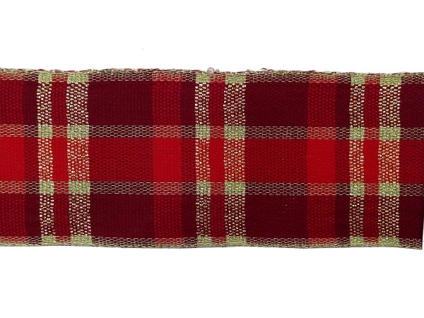 25mm Wstążka MIX 17 by GOLD-POL świąteczna w kratkę 8/9m Boże Narodzenie tkana wstążeczka wstążki firmowe