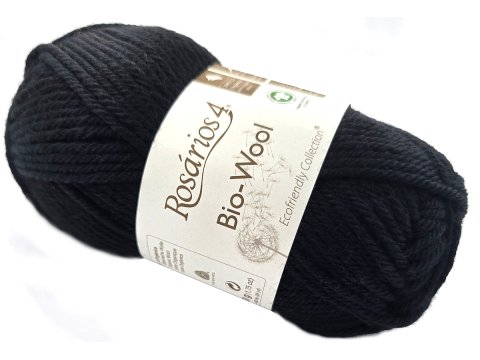 BIO-WOOL 19 CZARNY SADZA 50g 82mRosarios4 100% wełna merino GOTS hurtownia włóczkek GOLD-POL Warszawa