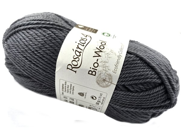 BIO-WOOL 15 SZARY CIEMNY 50g 82mRosarios4 100% wełna merino GOTS hurtownia włóczkek GOLD-POL Warszawa