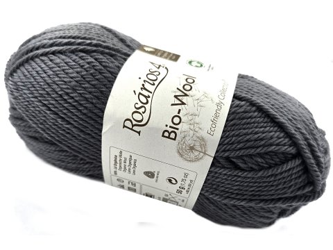 BIO-WOOL 15 SZARY CIEMNY 50g 82mRosarios4 100% wełna merino GOTS hurtownia włóczkek GOLD-POL Warszawa