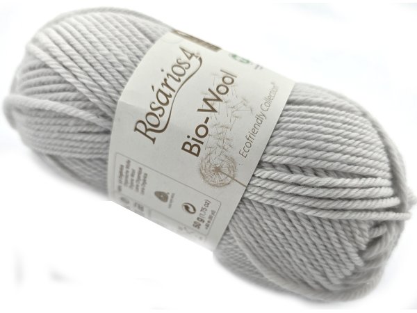 BIO-WOOL 35 SZARY JASNY 50g 82mRosarios4 100% wełna merino GOTS hurtownia włóczkek GOLD-POL Warszawa