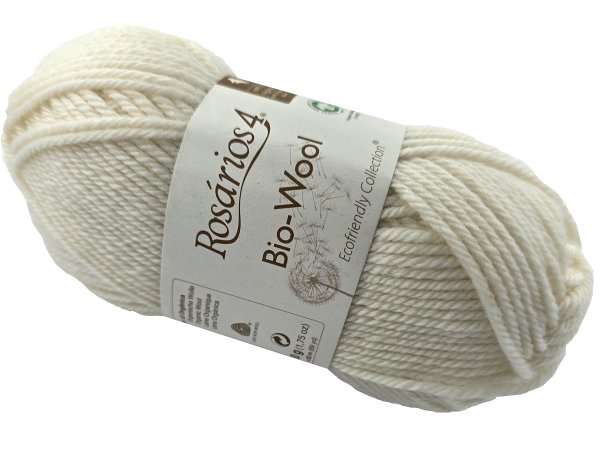 BIO-WOOL 01 BIEL WEŁNY OFF WHITE 50g 82mRosarios4 100% wełna merino GOTS hurtownia włóczkek GOLD-POL Warszawa