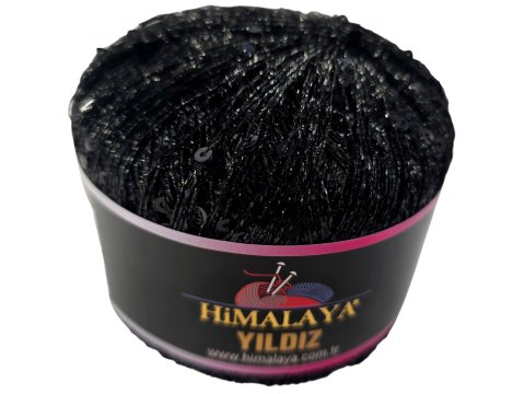 YILDIZ 105 CZARNY korodnek Himalaya 25g 393m cienka nitka o metalicznym połysku z cekinami hurtownia włóczek