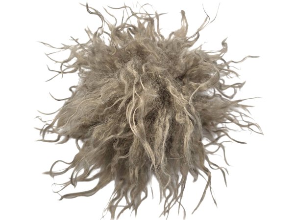 Pompon lama sztuczna Lniany Szary-beż  cena za 1 szt pompony do czapek zimowych ze sztucznego futra lamy