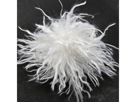 Pompon lama sztuczna Biały White cena za 1 szt pompony do czapek zimowych ze sztucznego futra lamy