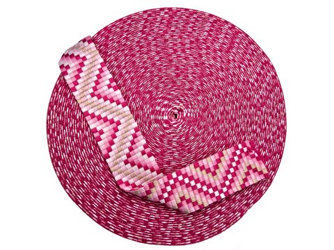 38mm taśma nośna ZYGZAK 07 cena za 1m FUKSJA RÓŻ dwustronna do toreby plecaka na uszy rączki pasek taśmy nośne